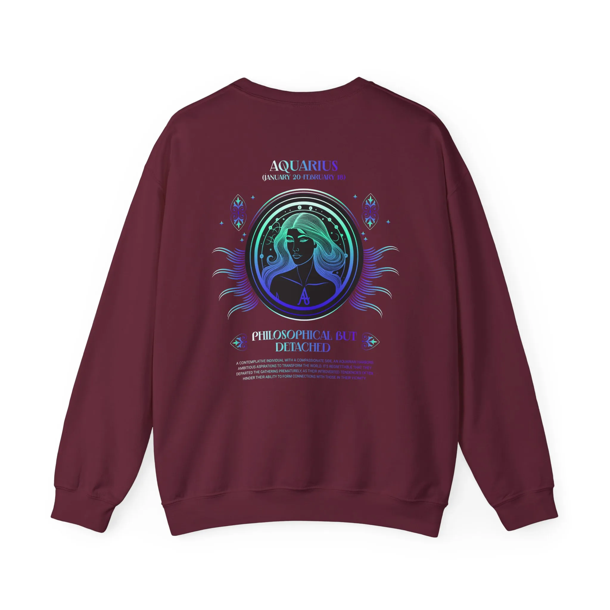 Aquarius Zodiac Crewneck Sweatshirt — Astrology Sign Graphic Pullover - Image 10