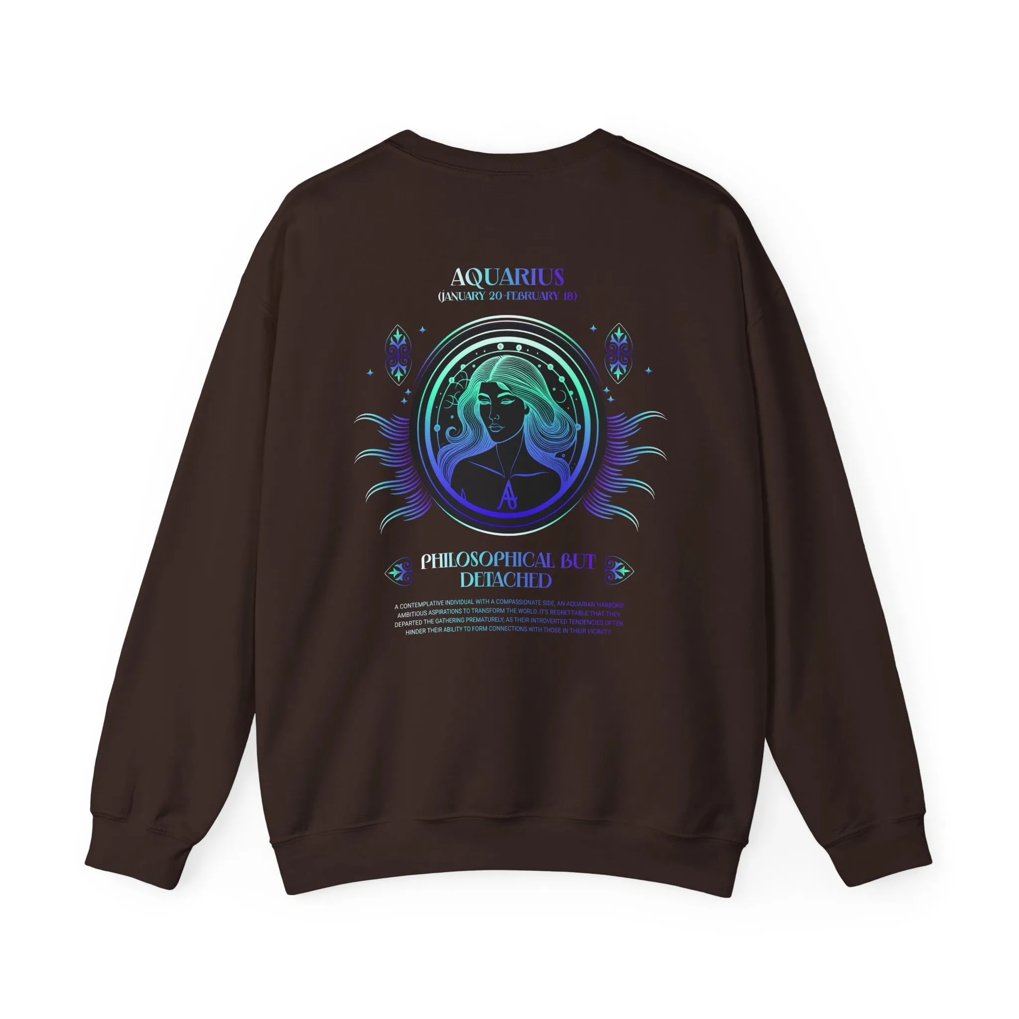 Aquarius Zodiac Crewneck Sweatshirt — Astrology Sign Graphic Pullover - Image 14