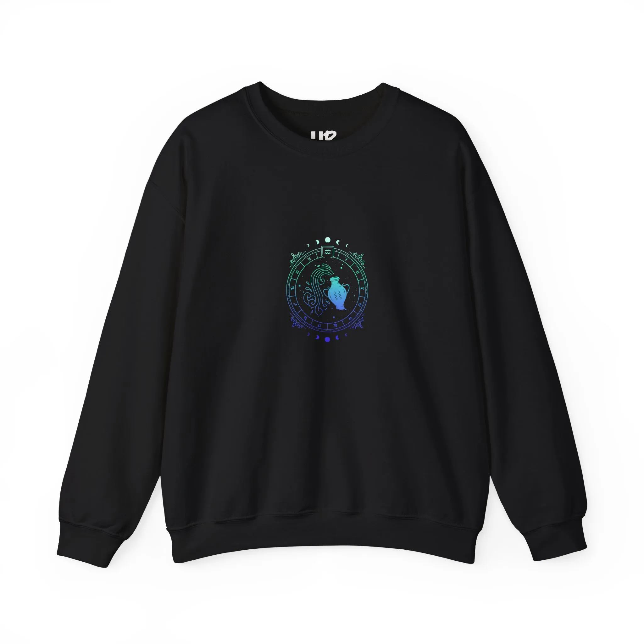 Aquarius Zodiac Crewneck Sweatshirt — Astrology Sign Graphic Pullover