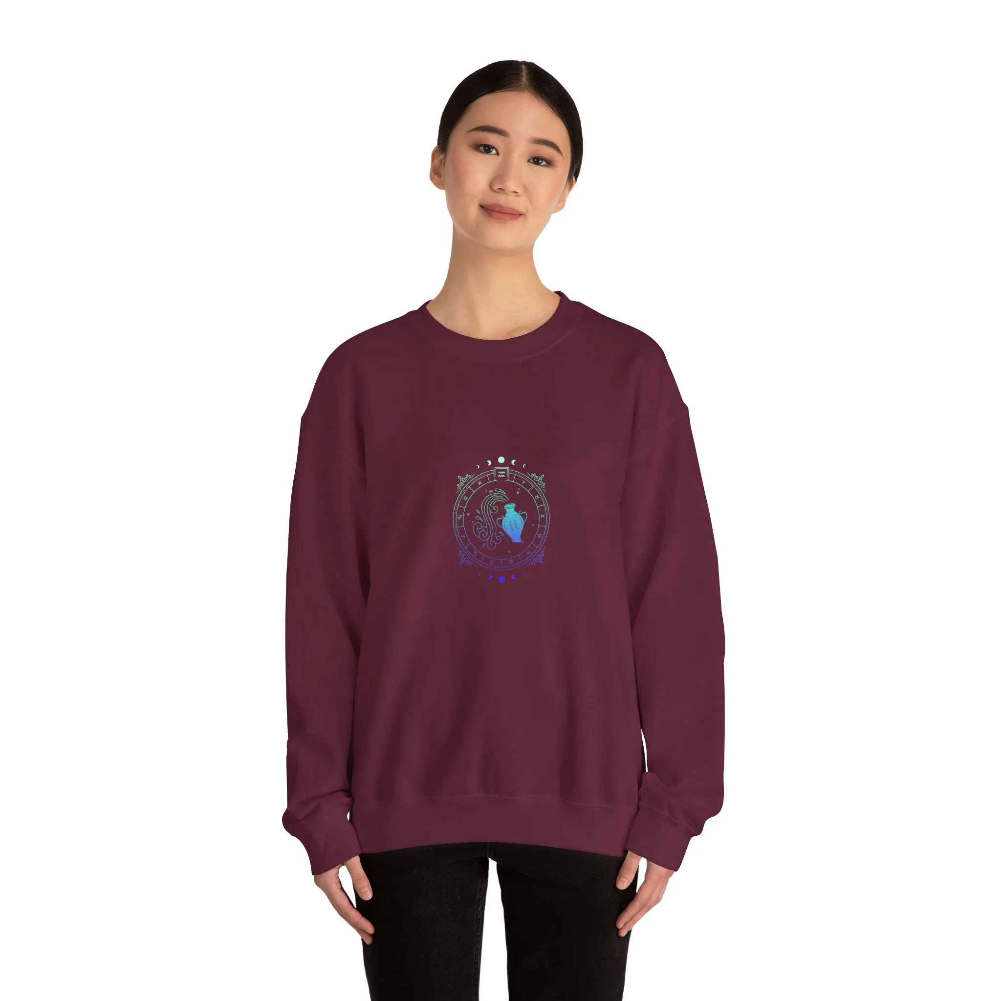 Aquarius Zodiac Crewneck Sweatshirt — Astrology Sign Graphic Pullover - Image 12