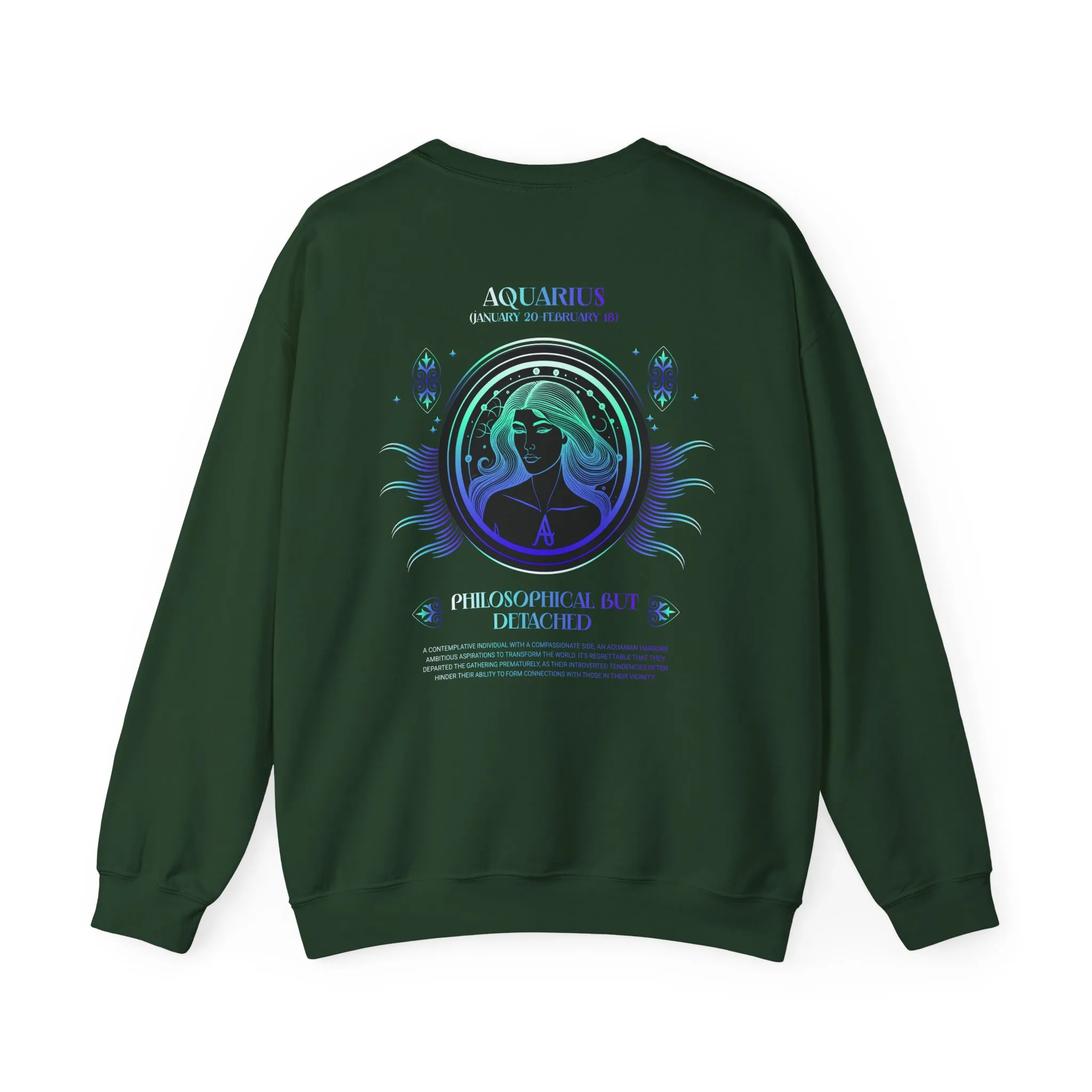 Aquarius Zodiac Crewneck Sweatshirt — Astrology Sign Graphic Pullover - Image 18