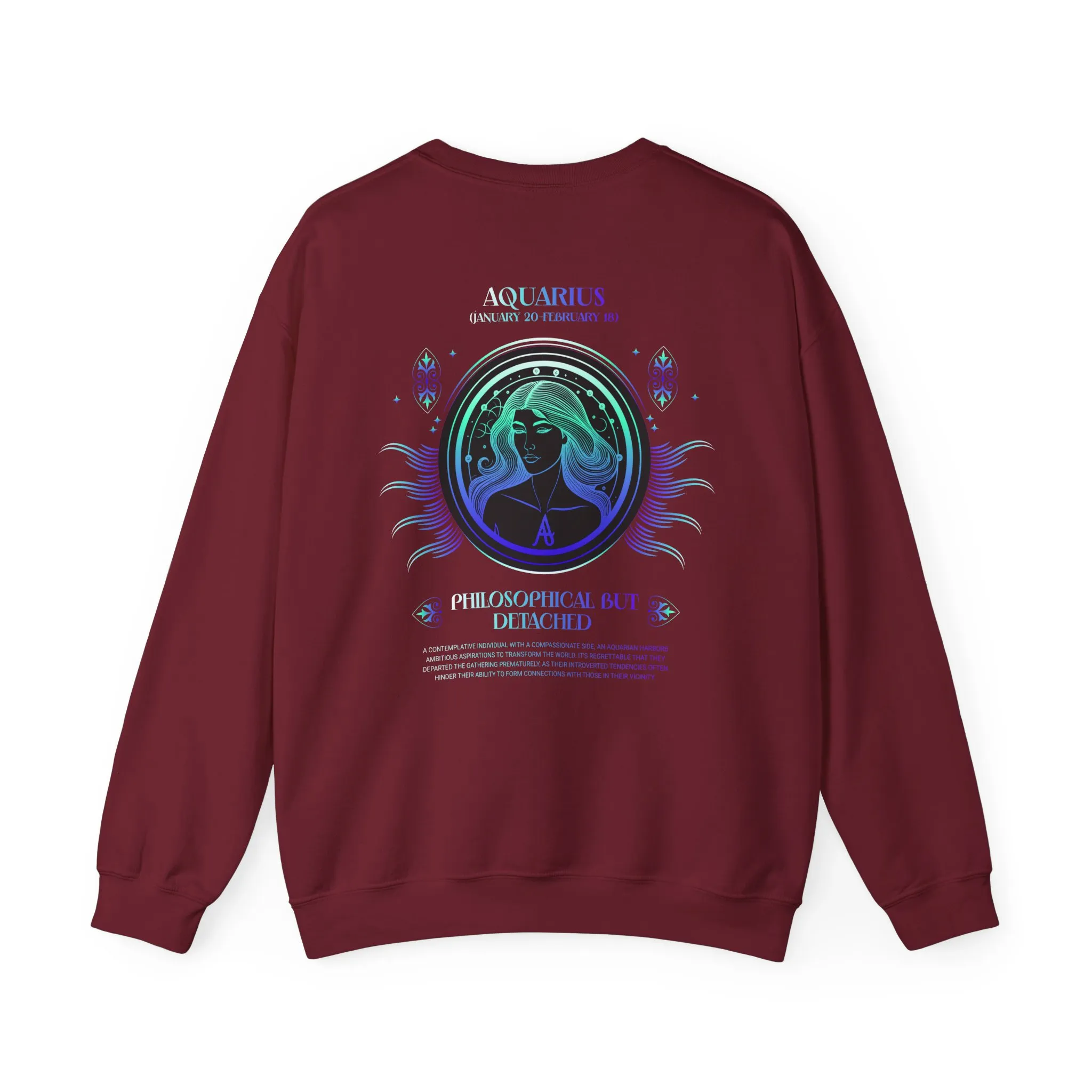 Aquarius Zodiac Crewneck Sweatshirt — Astrology Sign Graphic Pullover - Image 34