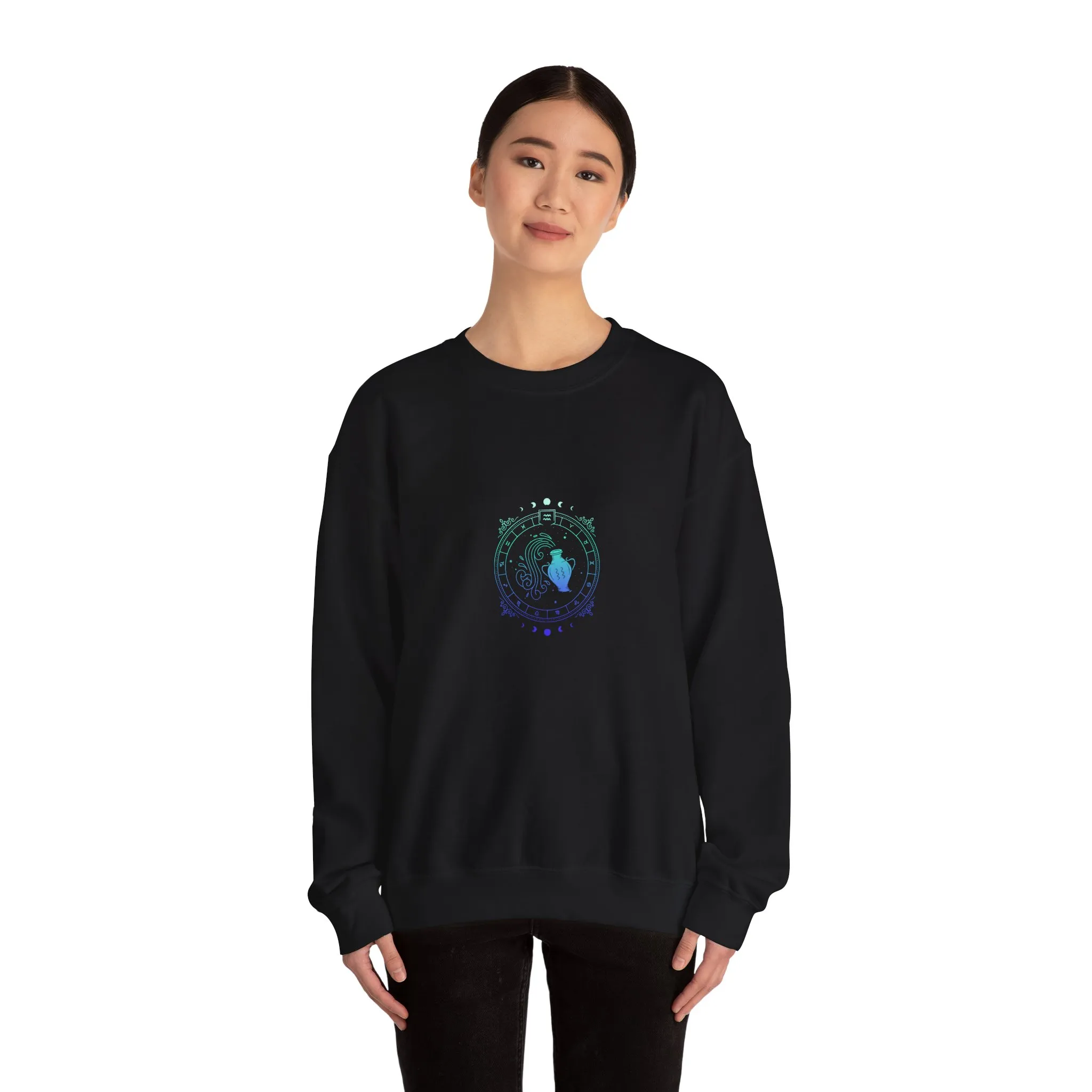 Aquarius Zodiac Crewneck Sweatshirt — Astrology Sign Graphic Pullover - Image 4