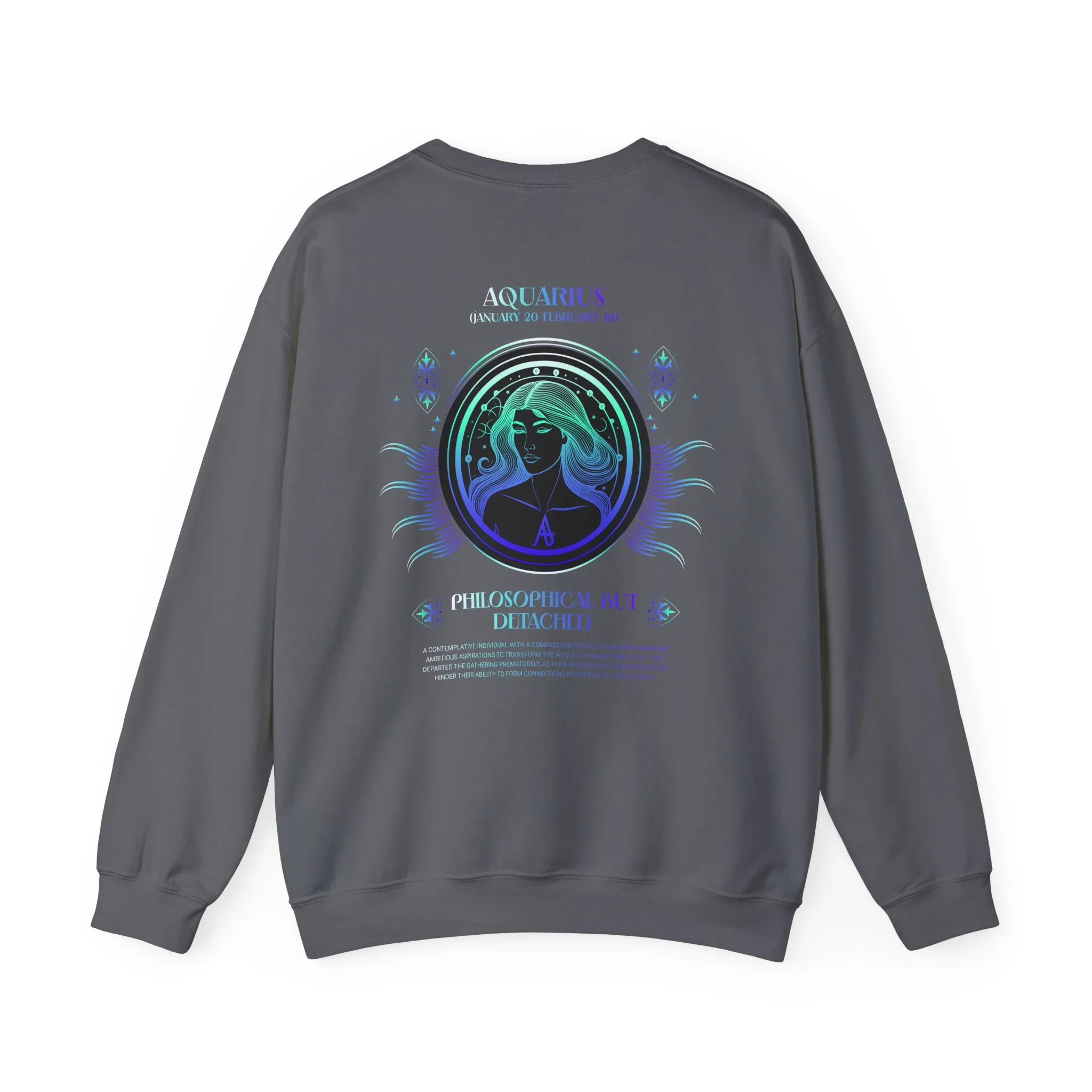 Aquarius Zodiac Crewneck Sweatshirt — Astrology Sign Graphic Pullover - Image 22