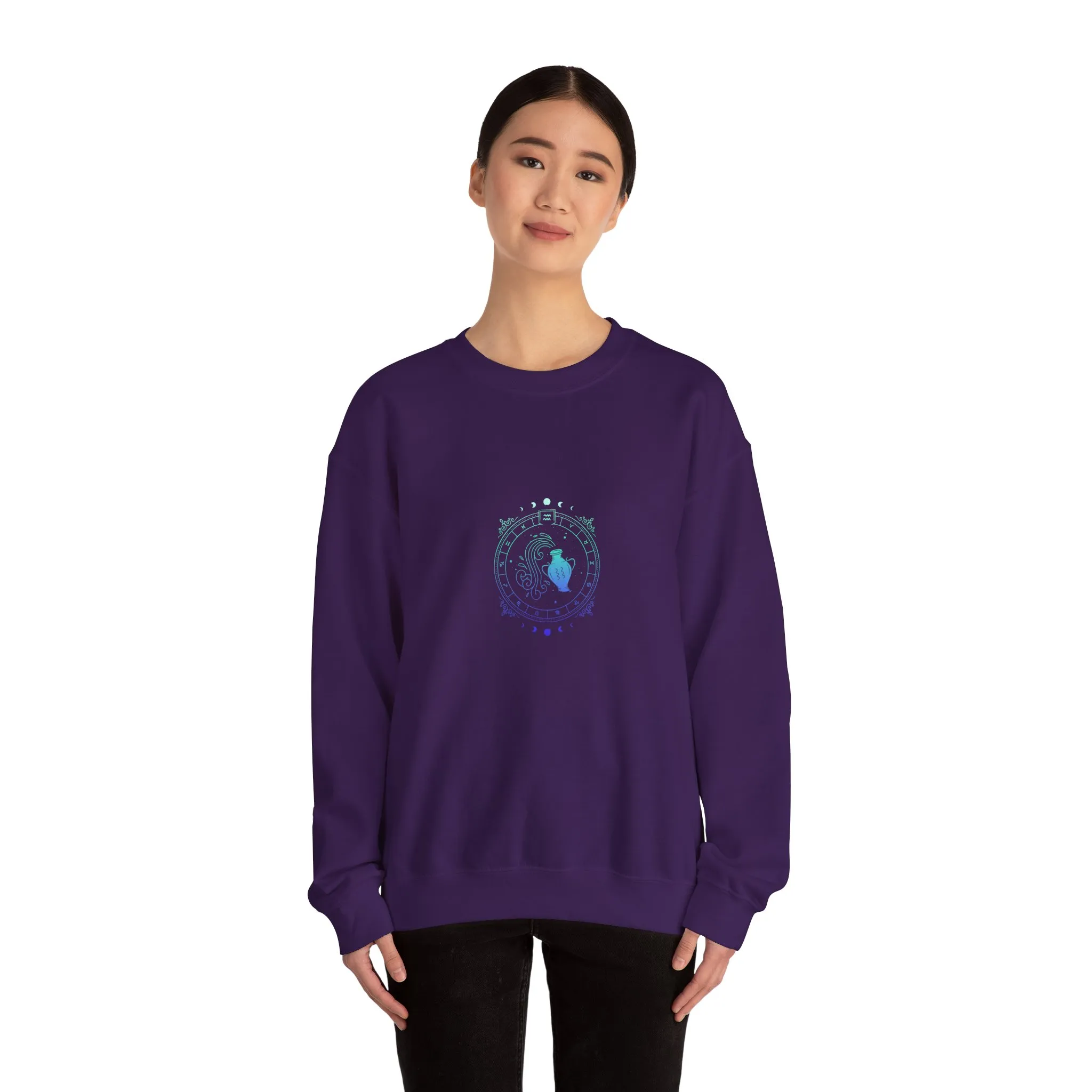 Aquarius Zodiac Crewneck Sweatshirt — Astrology Sign Graphic Pullover - Image 32