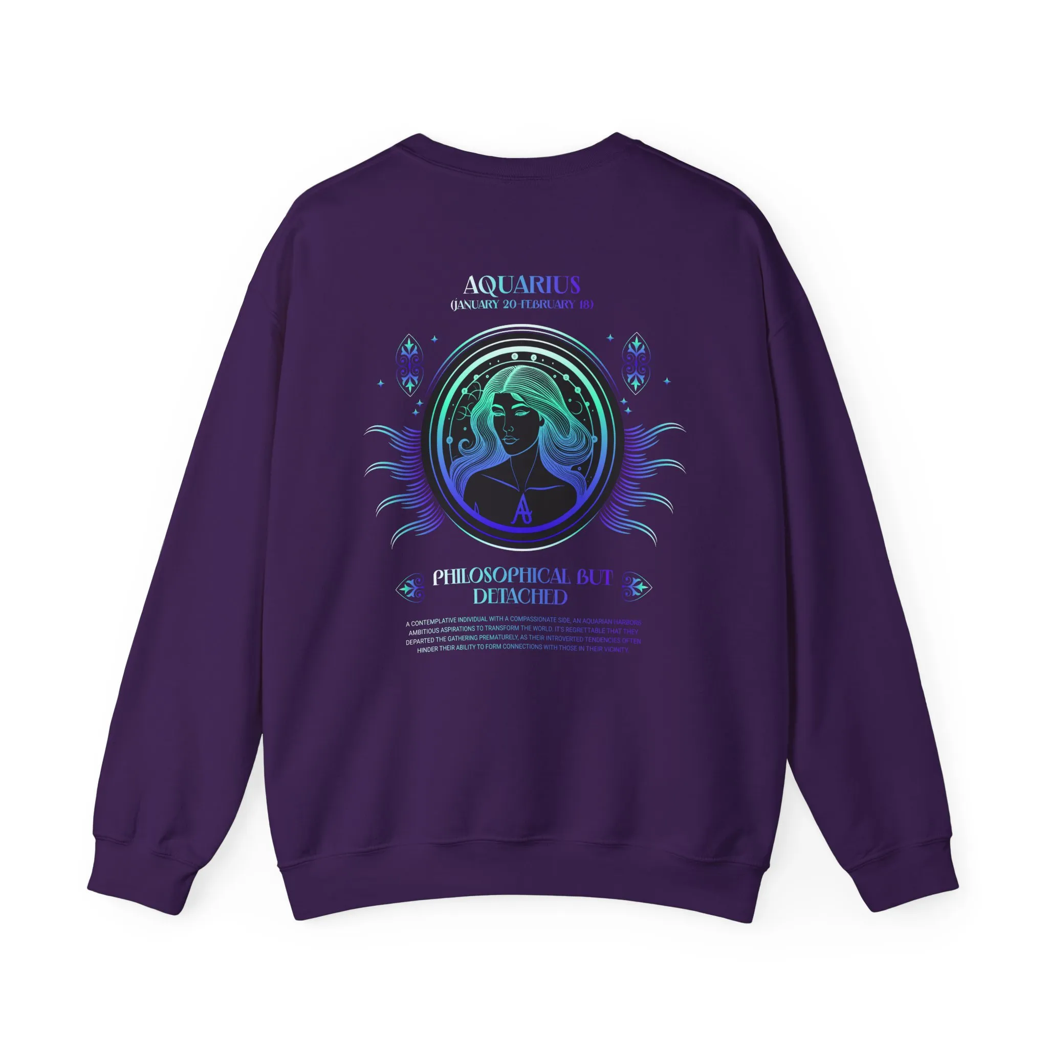 Aquarius Zodiac Crewneck Sweatshirt — Astrology Sign Graphic Pullover - Image 30