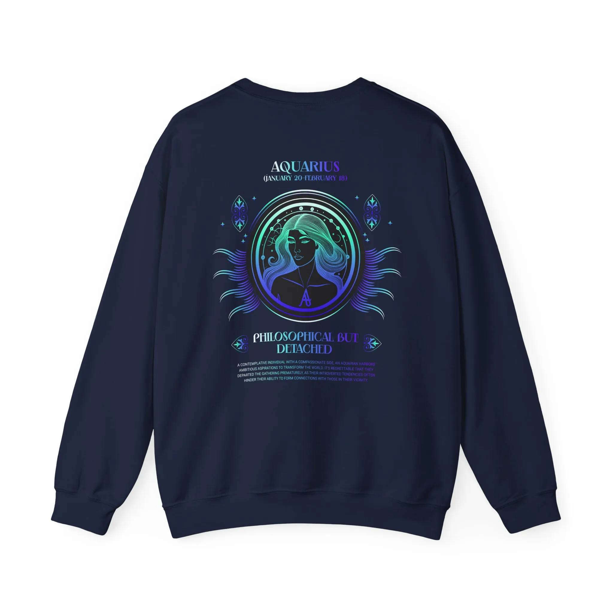 Aquarius Zodiac Crewneck Sweatshirt — Astrology Sign Graphic Pullover - Image 26