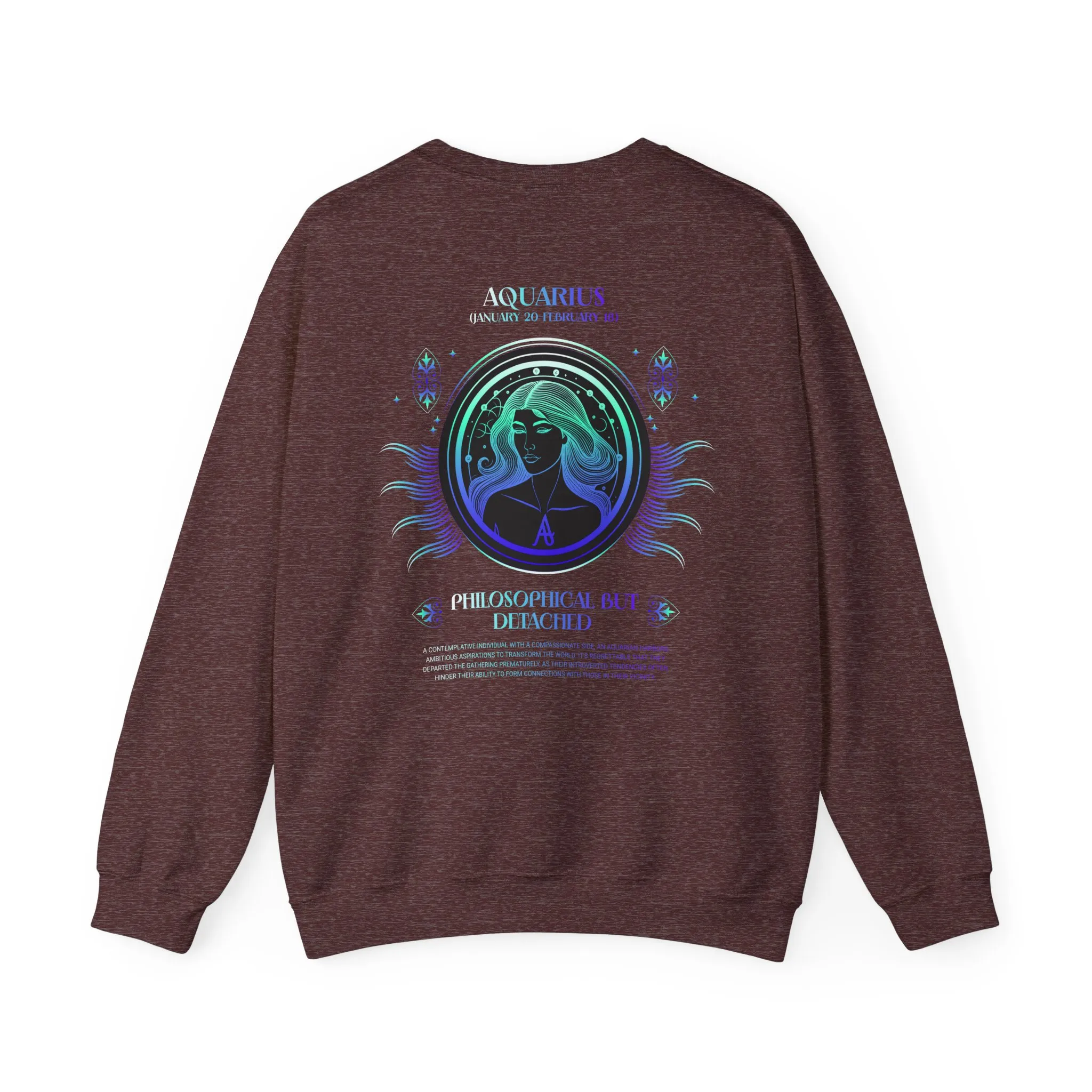 Aquarius Zodiac Crewneck Sweatshirt — Astrology Sign Graphic Pullover - Image 6